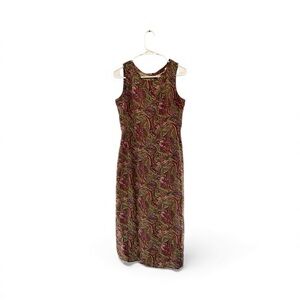Vintage Petite Sophisticate 100% Silk Paisley Midi Dress Size 6